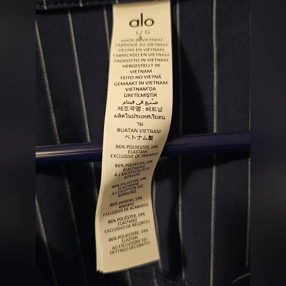 Alo Pinstripe Daylight  Button Down Longsleeve Shirt Blue Women's Size L NWT - Picture 5 of 10